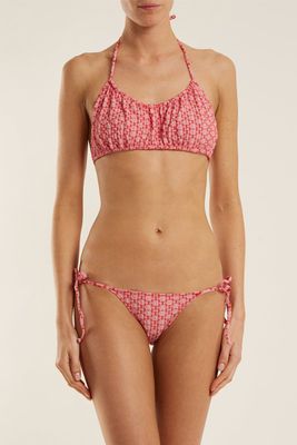 Charlotte Geometric-Pattern Halterneck Bikini from Lisa Marie Fernandez