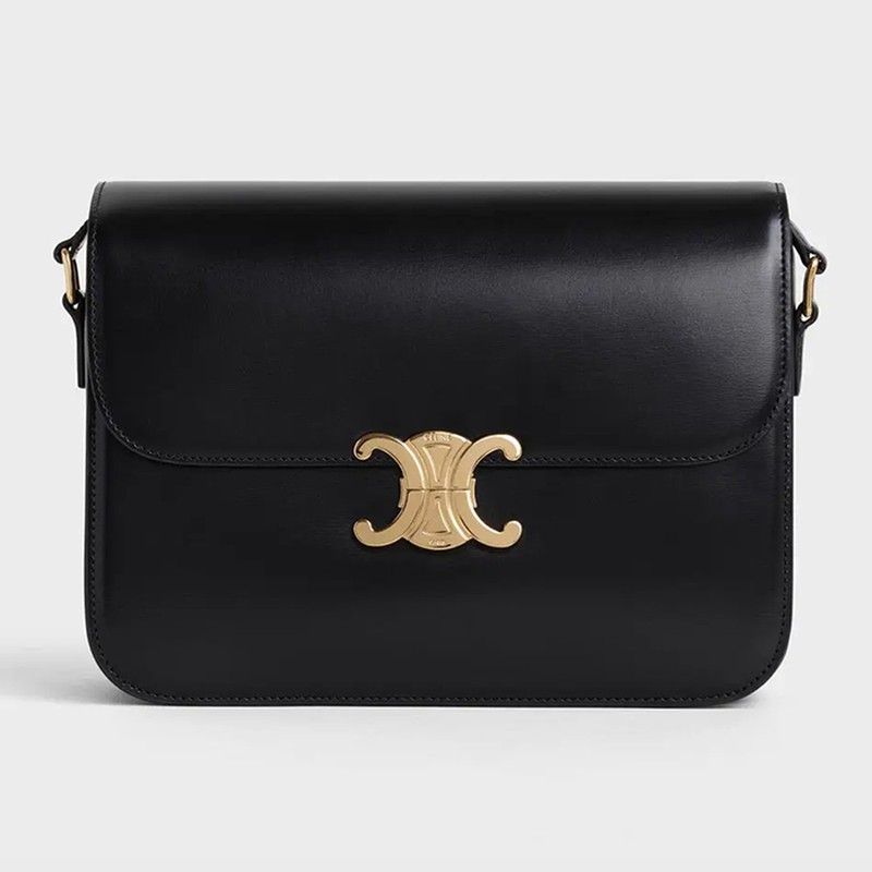 Large Triomphe Bag In Shiny Calfskin from Celine