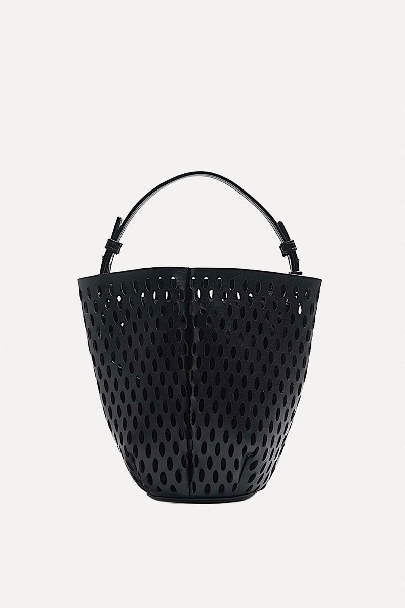 Faux Leather Laser Cut Tulip Bucket Bag QT 