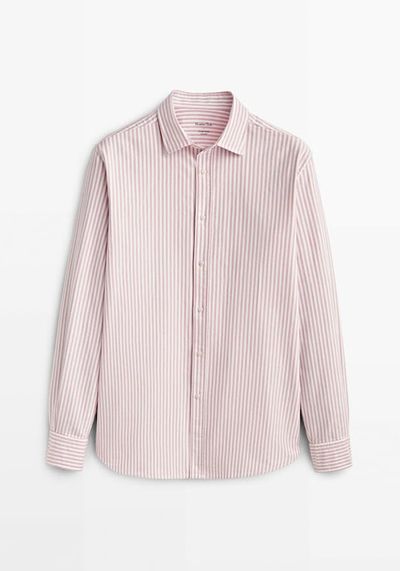Slim Fit Cotton Striped Oxford Shirt from Massimo Dutti