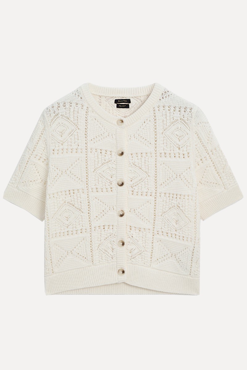 Short Sleeve Open-Knit Cardigan from Massimo Dutti
