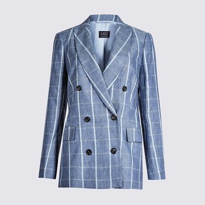 Pure Linen Checked Blazer 