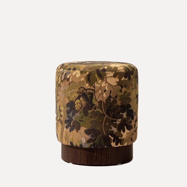 Tapestry Pouffe With Walnut Plinth from Six The Residence