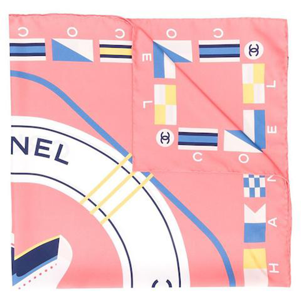 Peach CC Cruise Pink Silk Scard from Chanel