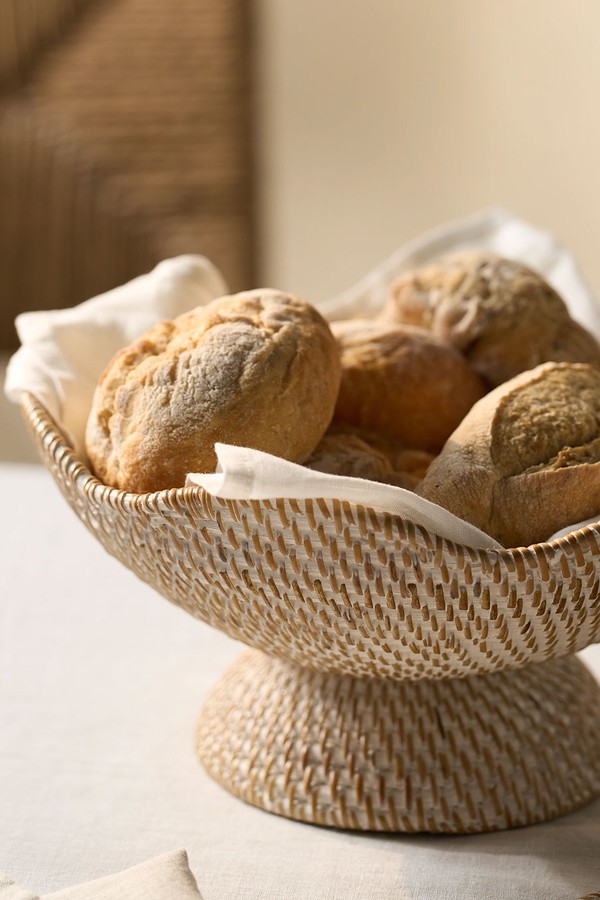 Whitewashed Rattan Scalloped Bowl from The White Company