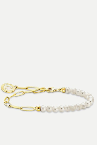 18ct Gold Charmista Club Charm Pearl Bracelet  from Thomas Sabo