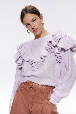 Knit Sweater With Ruffle Trims from Zara