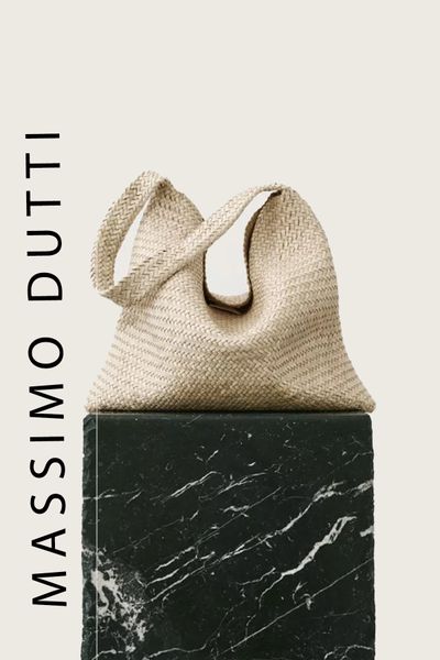 Nappa Leather Woven Croissant Bag from Massimo Dutti