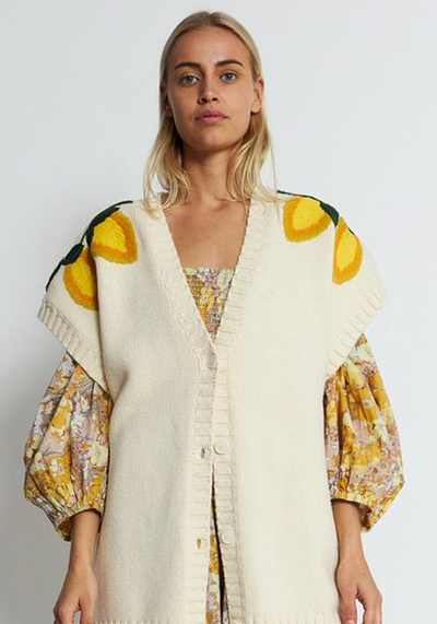 Mally Vest Creme Embroidered Lemons  from Stella Nova