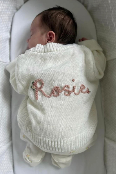 Personalised Name Knit Baby Cardigan from Our Traditional Tots