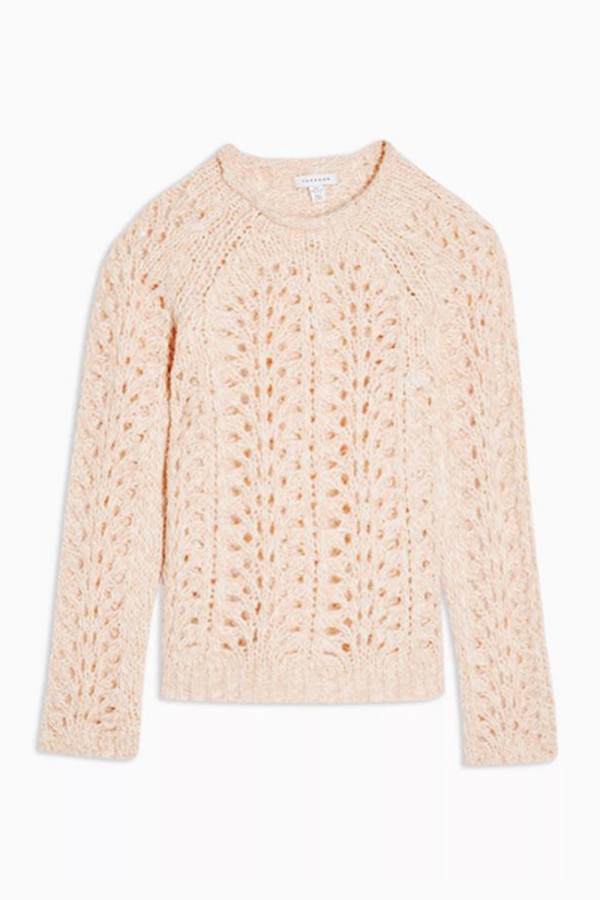 Pink Knitted Open Stitch Jumper