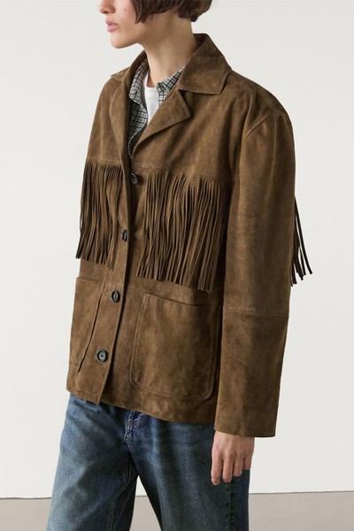 Suede Leather Jacket With Fringing