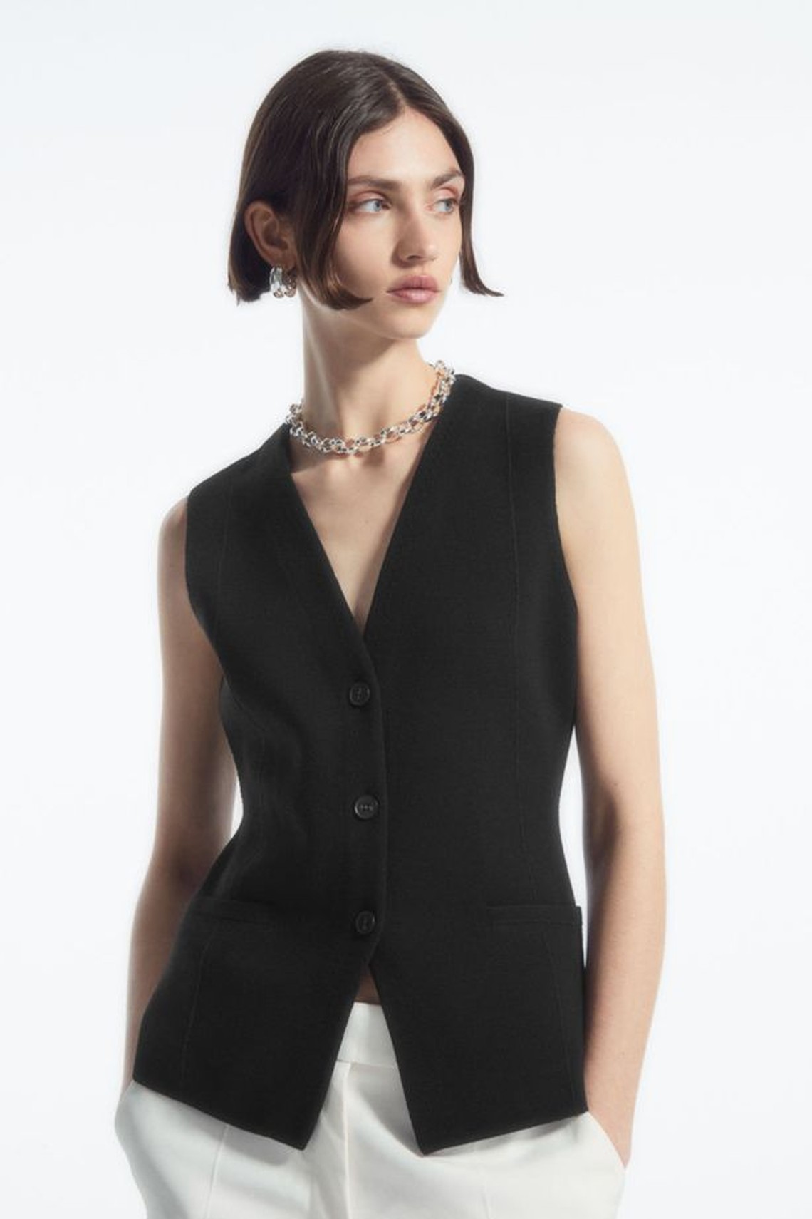 Longline Knitted Wool Waistcoat from COS 