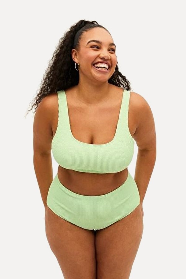 Shirred Scoop Neck Bikini Top  from Monki
