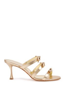 Ircanamu 70 Gold Leather Mules from Manolo Blahnik