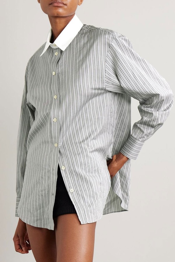 Fabrilane Striped Cotton & Silk-Blend Twill Shirt from ISABEL MARANT