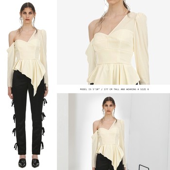 Asymmetric Cream Velvet Top