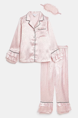 Girls Heart Satin 3 Piece Pyjama Set from River Island