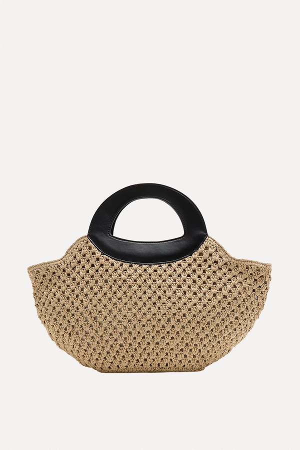 Straw Ring Detail Basket Tote