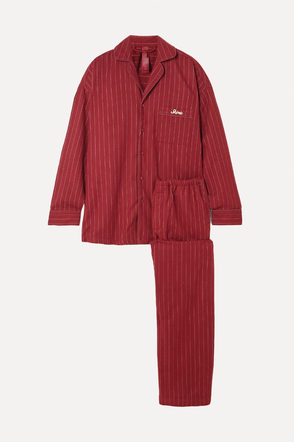 Striped Flannel Cotton Sleep Set from Skims