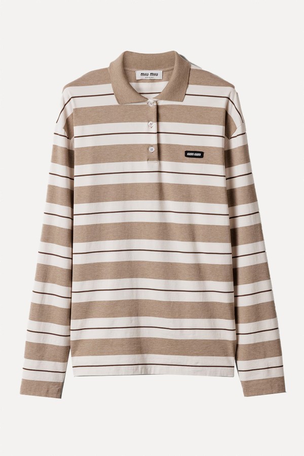 Cotton Jersey Polo Shirt from Miu Miu