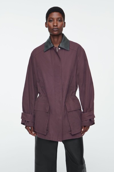 Oversized Leather-Collar Utility Jacket from COS