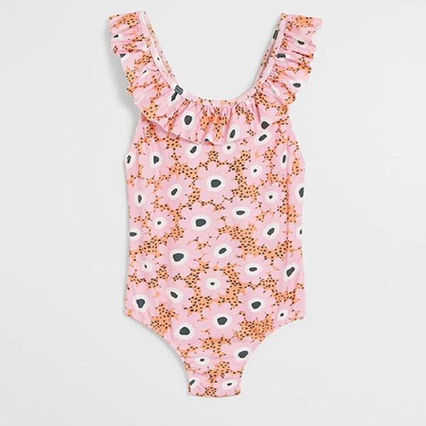 Ruffled Floral Print Swimsuit from Mango