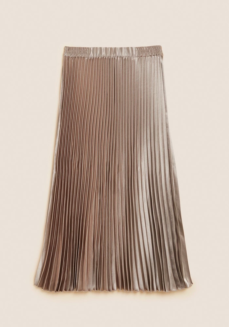 Satin Pleated Midaxi Skirt