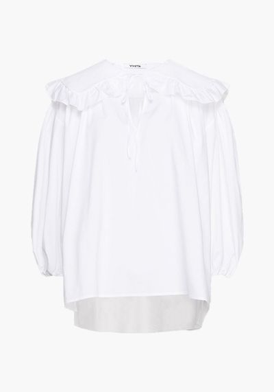 Gathered Ruffle Trimmed Cotton Blend Poplin Blouse from Vivetta