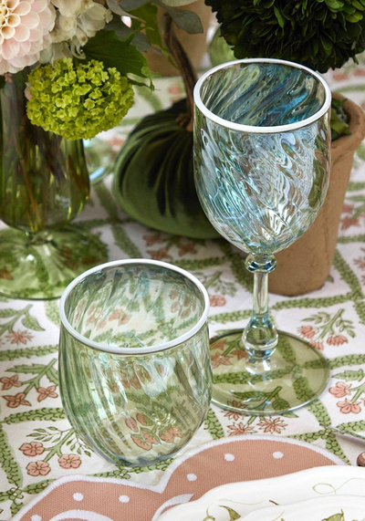 Green Swirl Wine Glasses from Mrs. Alice