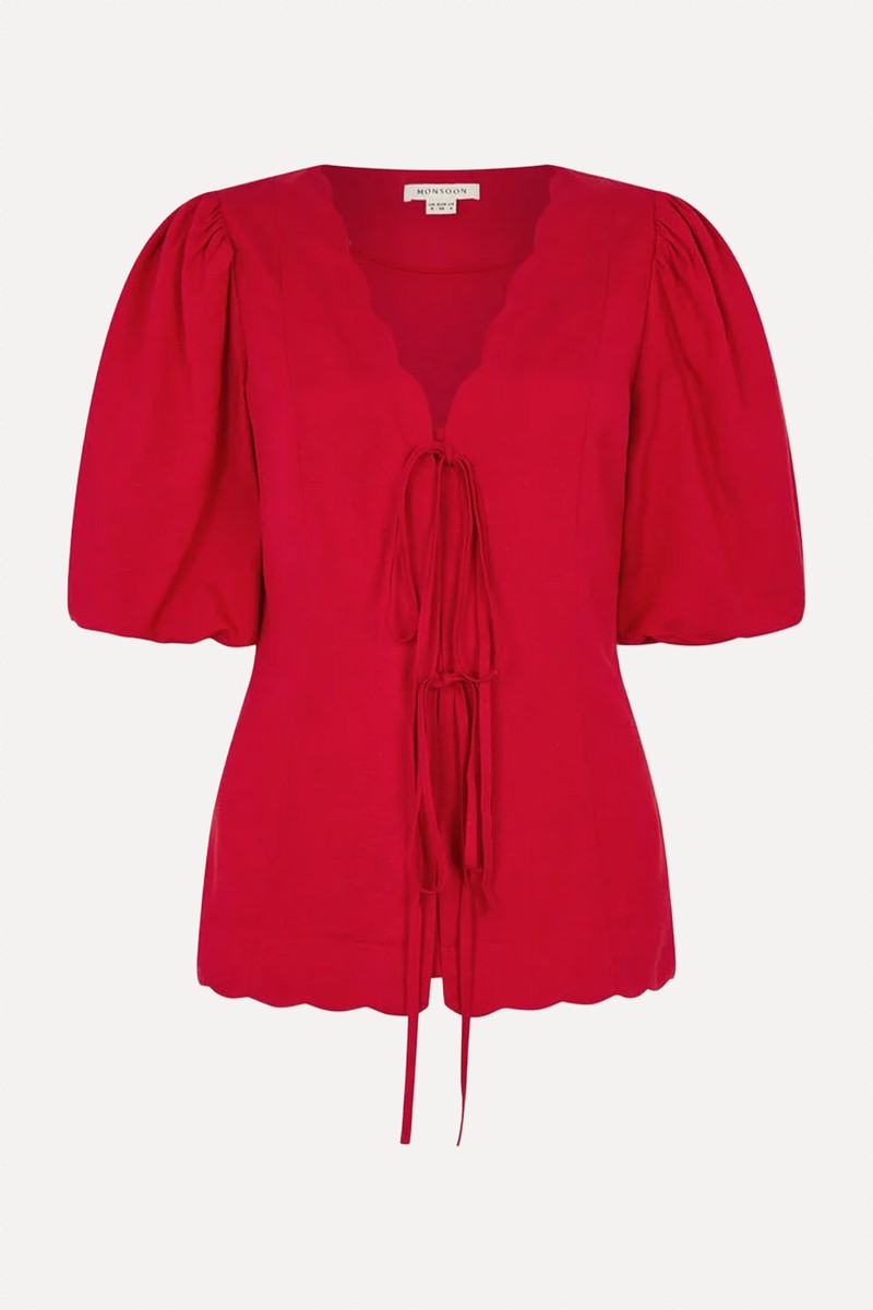 Willa Puff Sleeve Tie Front Top 