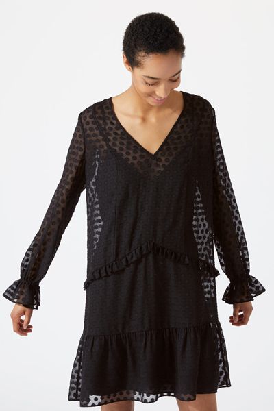 Spot Jacquard Drop Waist Dress from Jigsaw