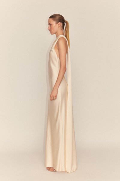 Asymmetrical Bow Neck Dress from Mango