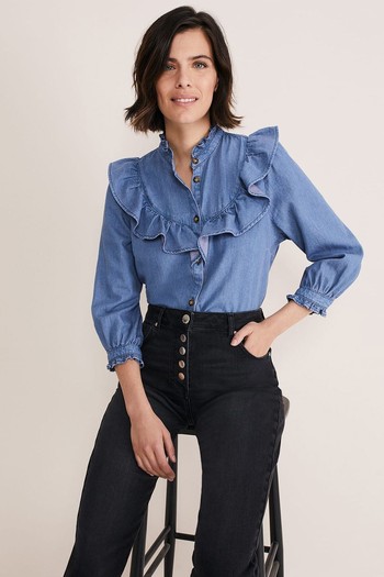 Maryam Ruffle Front Denim Blouse from Phase Eight