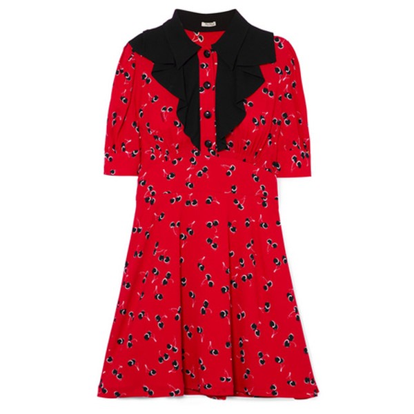 Printed Crepe De Chine Mini Dress