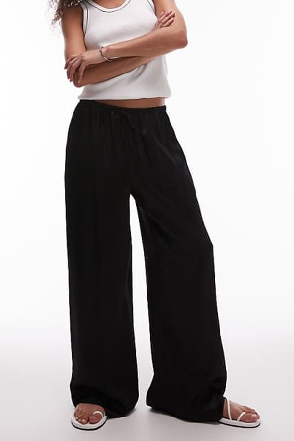 Satin Tie Waist Wide Leg Trousers from Topshop
