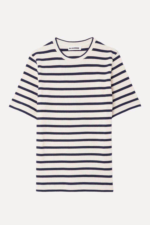 Striped Knitted Cotton T-Shirt from JIL SANDER