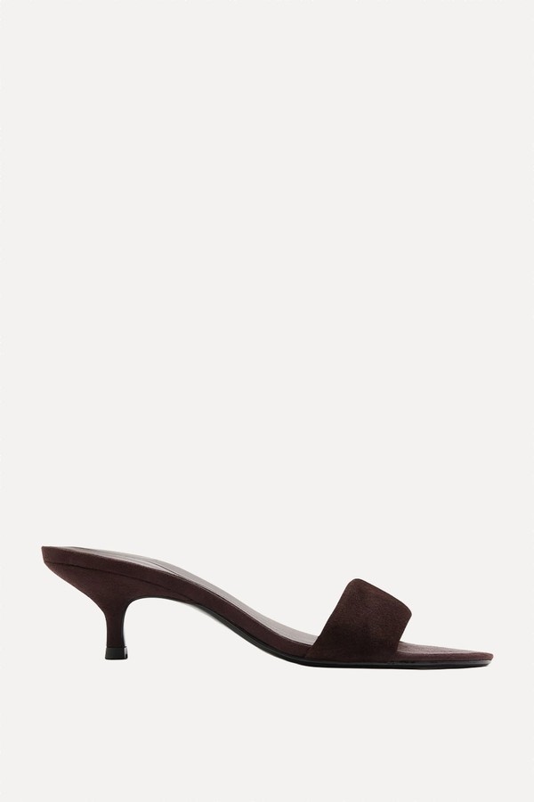 Suede Kitten Heel Open Toe Mules