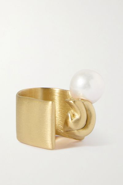 Crumple Recycled Gold Vermeil Pearl Ring from Completedworks