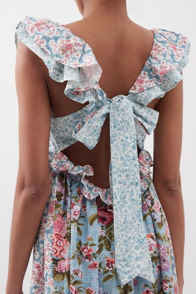 Elise Ruffled Floral Silk Fine-Khadi Dress, £250 | D’Ascoli