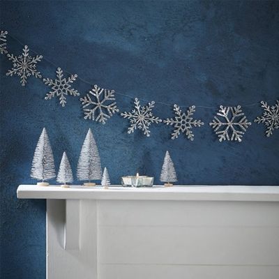 Silver Glitter Snowflake Garland from Super Sweet Party Boutique