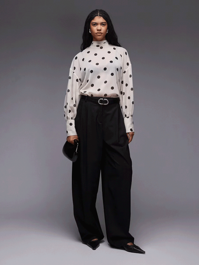 Chiffon Funnel Neck Volume Sleeve Blouse from ASOS DESIGN