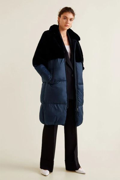 Faux-Fur Quilted Coat from Mango