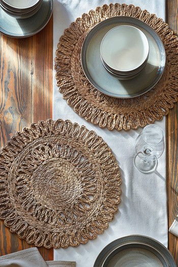 Natural Set of 2 Jute Woven Placemats, £14