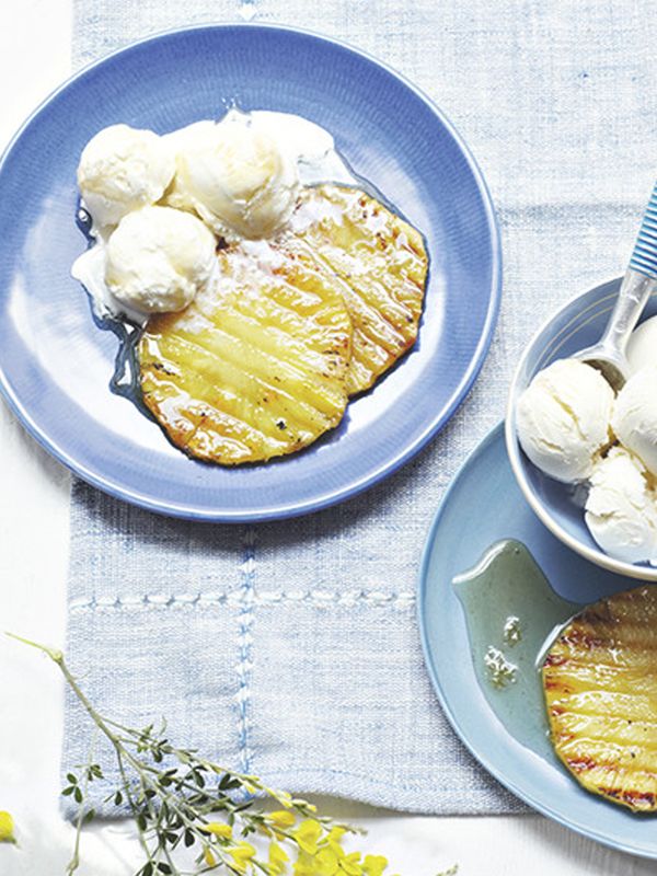 Sticky Barbecued Pineapple With Coconut & Lime Ice Cream