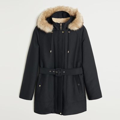 Furry Hooded Parka from Mango