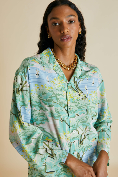 Casablanca Casca Printed Silk Crepe De Chine Pyjama Set from Olivia Von Halle