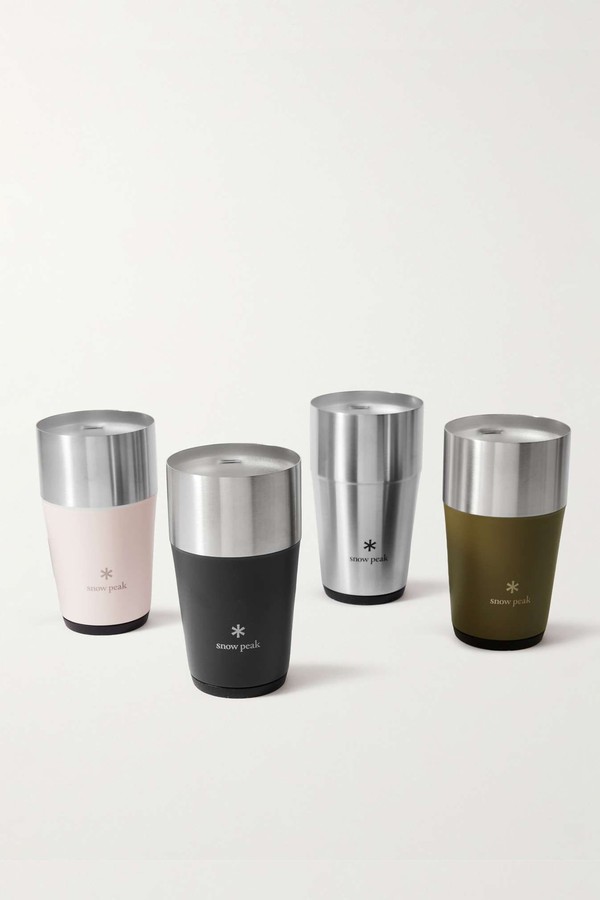 Vacuum Beer Set of 4 Logo-Print Stainless Steel and Nylon Tumblers from Snow Peak