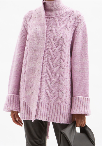 Cable-Knit Scarf Roll-Neck Sweater from Ganni