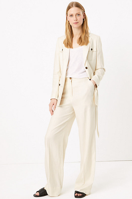 Linen Wide Leg Trousers from M&S